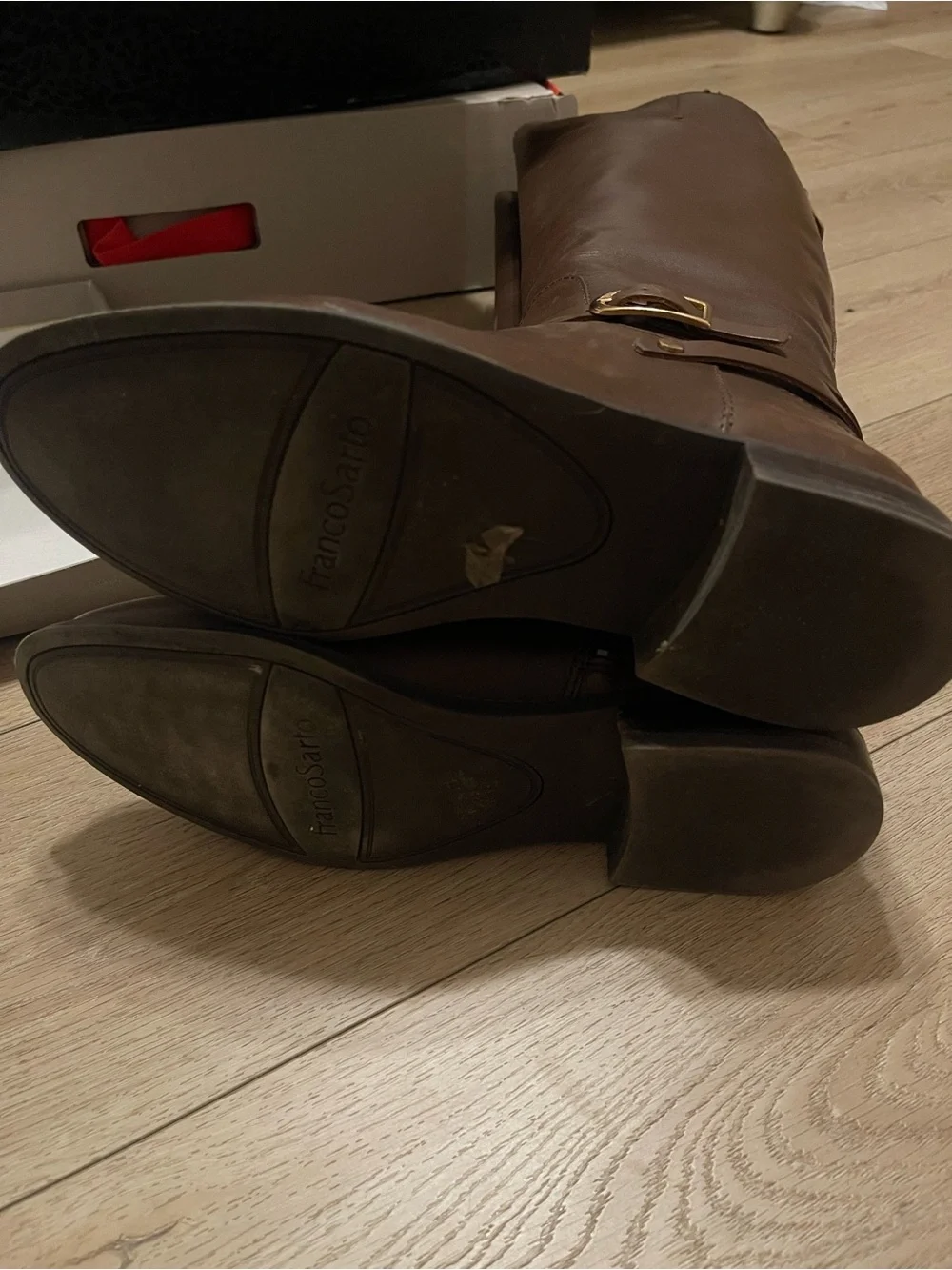 Franco Sarto Tall Over-the-Knee Boots in Dark Brown Leather
